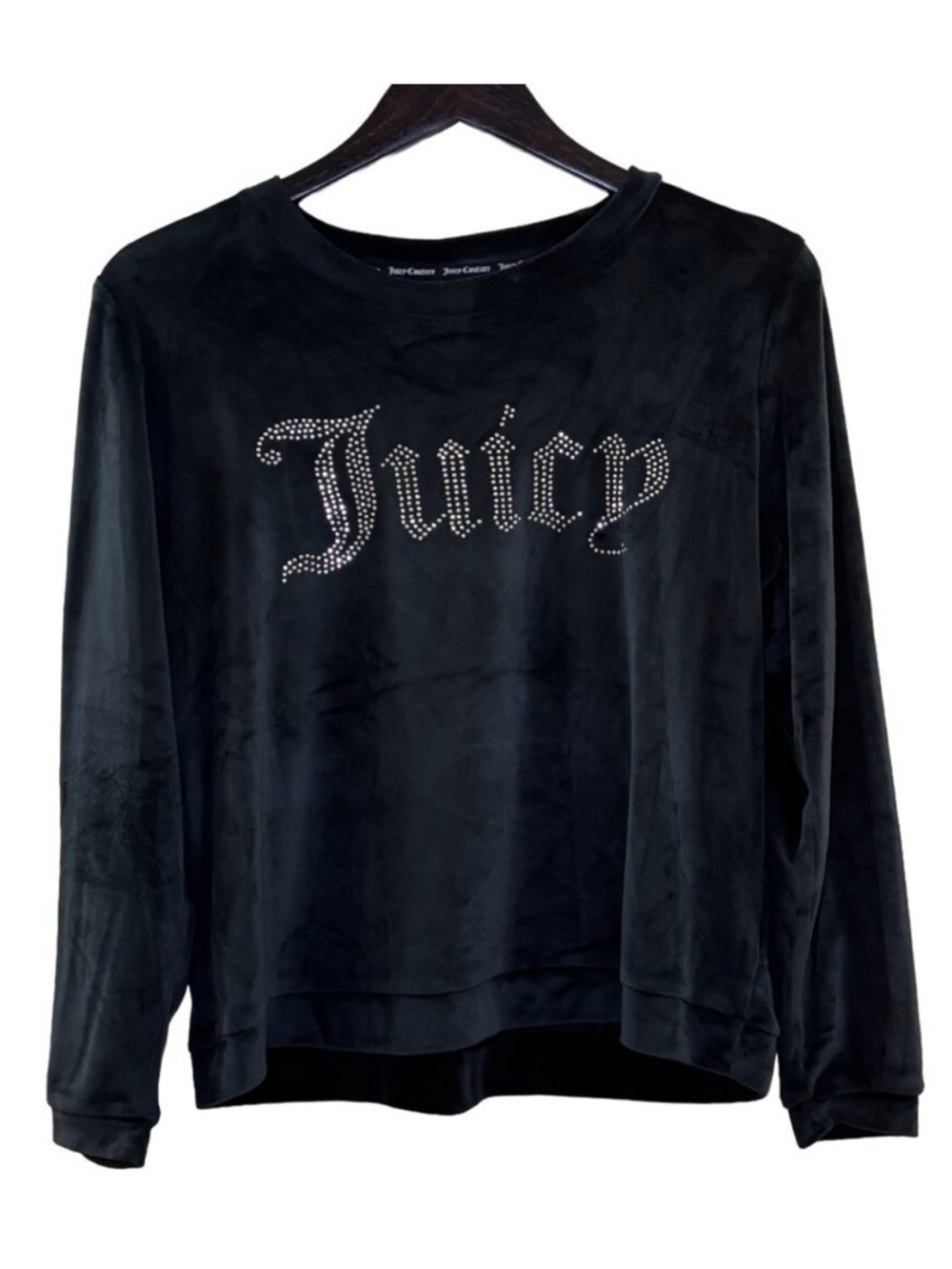 Juicy Couture Long Sleeve Velour Sleepwear Top Black Size Medium